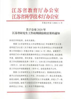 安元獲得&ldquo;江蘇省優秀研究生工作站&rdquo;授牌